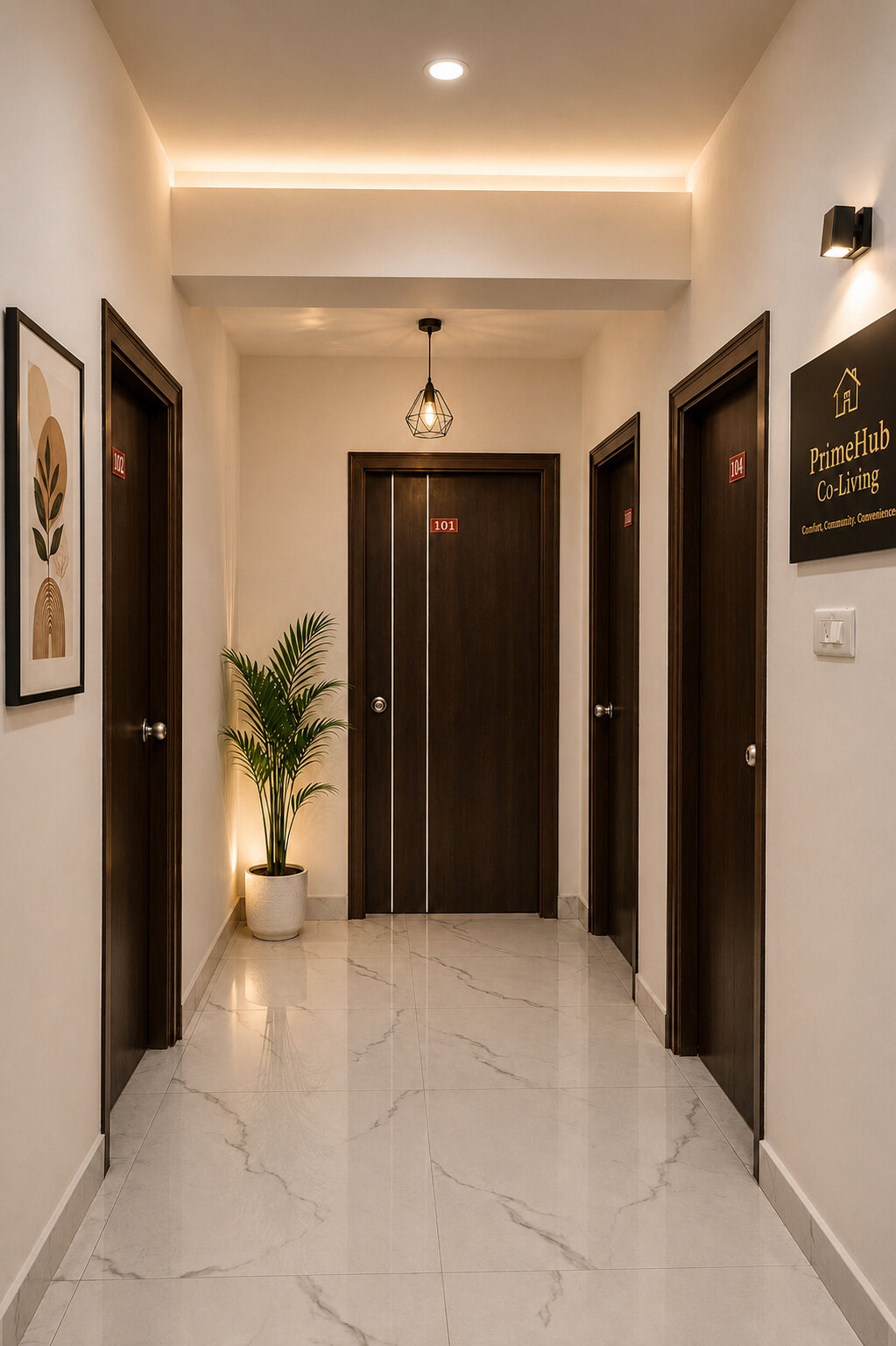 Premium corridor at Prime Hub Premium Coliving in Kondapur